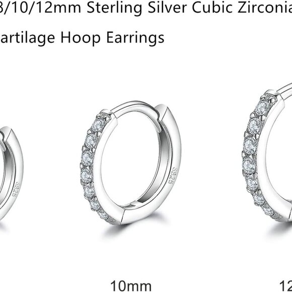 Chic Sterling Silver Hoops & Cubic Zirconia Studs - 6 Pair Earring Set For Her - Picture 3 of 6